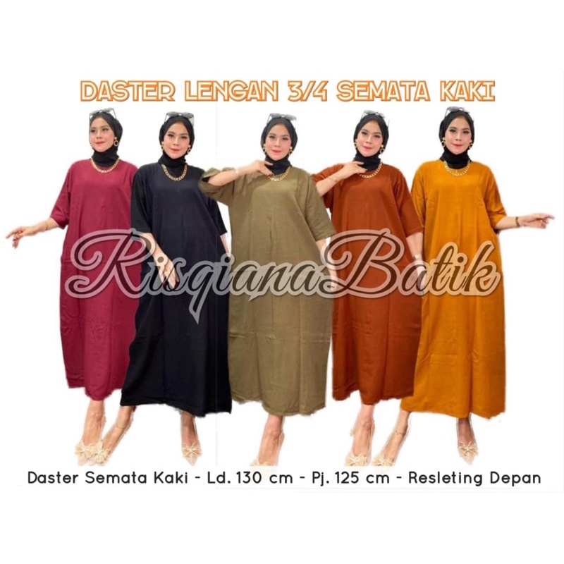 Daster Jumbo lengan 3/4 Ld120 Panjang Semata Kaki Kekinian Busui Friendly Katun Tebal Maxi dress