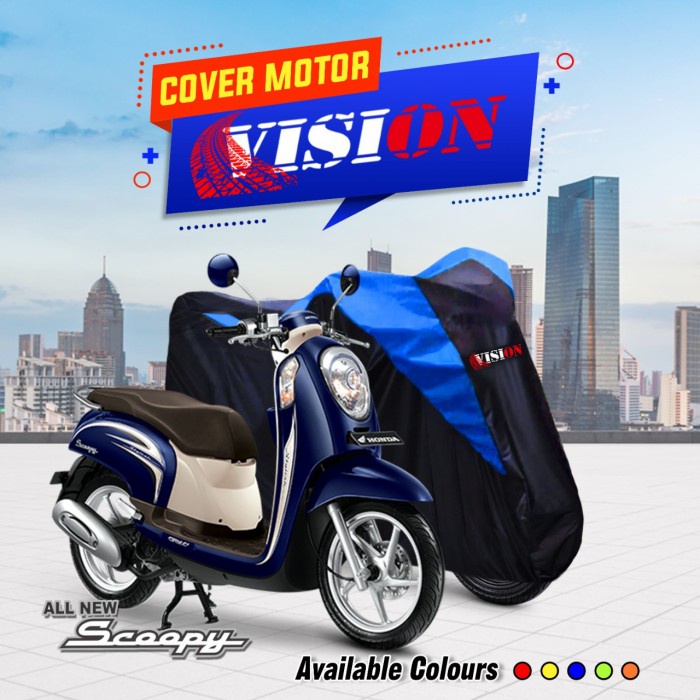 SARUNG MOTOR VESPA SCOOPY MIO/COVER PENUTUP MOTOR MERK VISION-MERAH