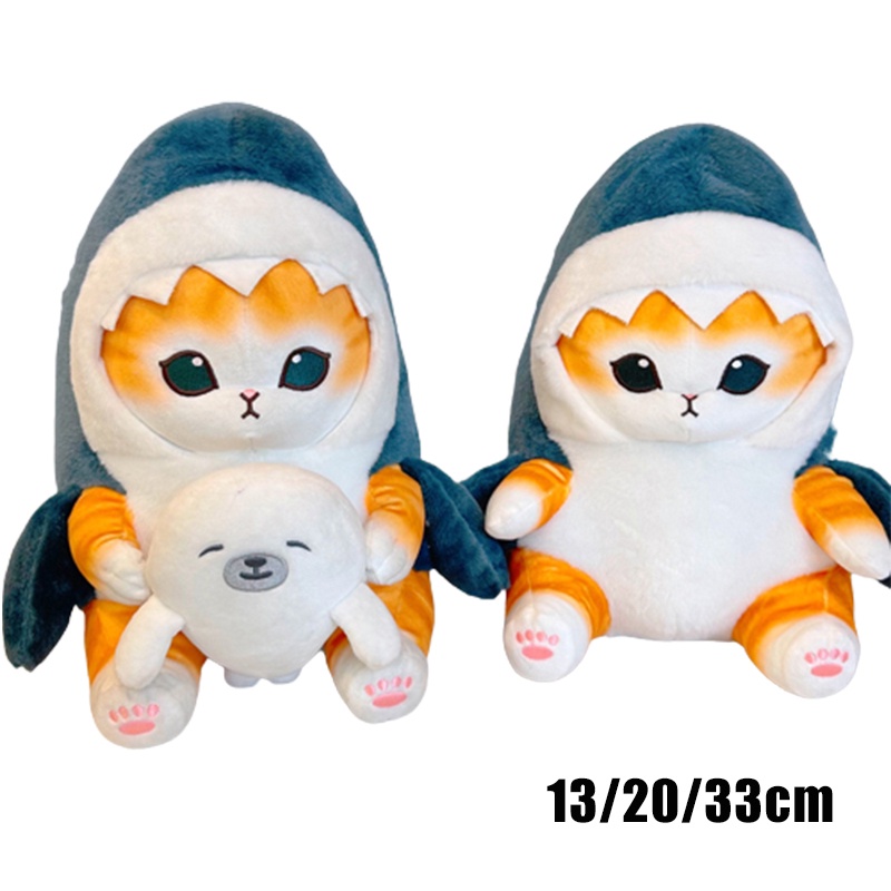 33cm Shark Dress Up Cat Plush Toys Pendant Soft Stuffed Animal Doll Gifts