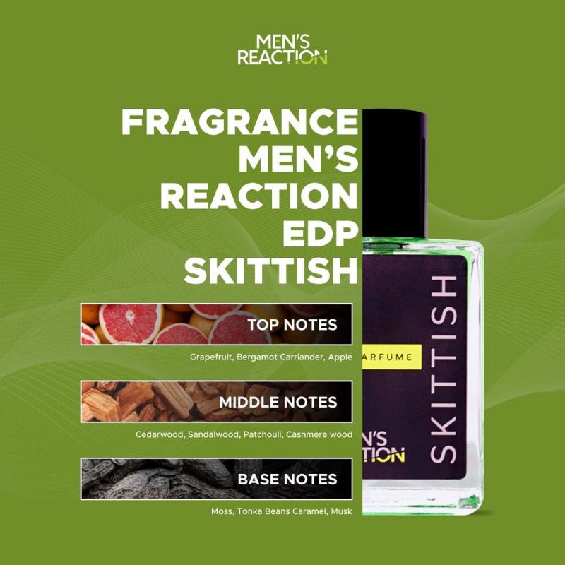 [TERPOPULER] PARFUM MEN'S REACTION  SKITTISH PARFUME PRIA DENGAN 3 AROMA SEKALIGUS