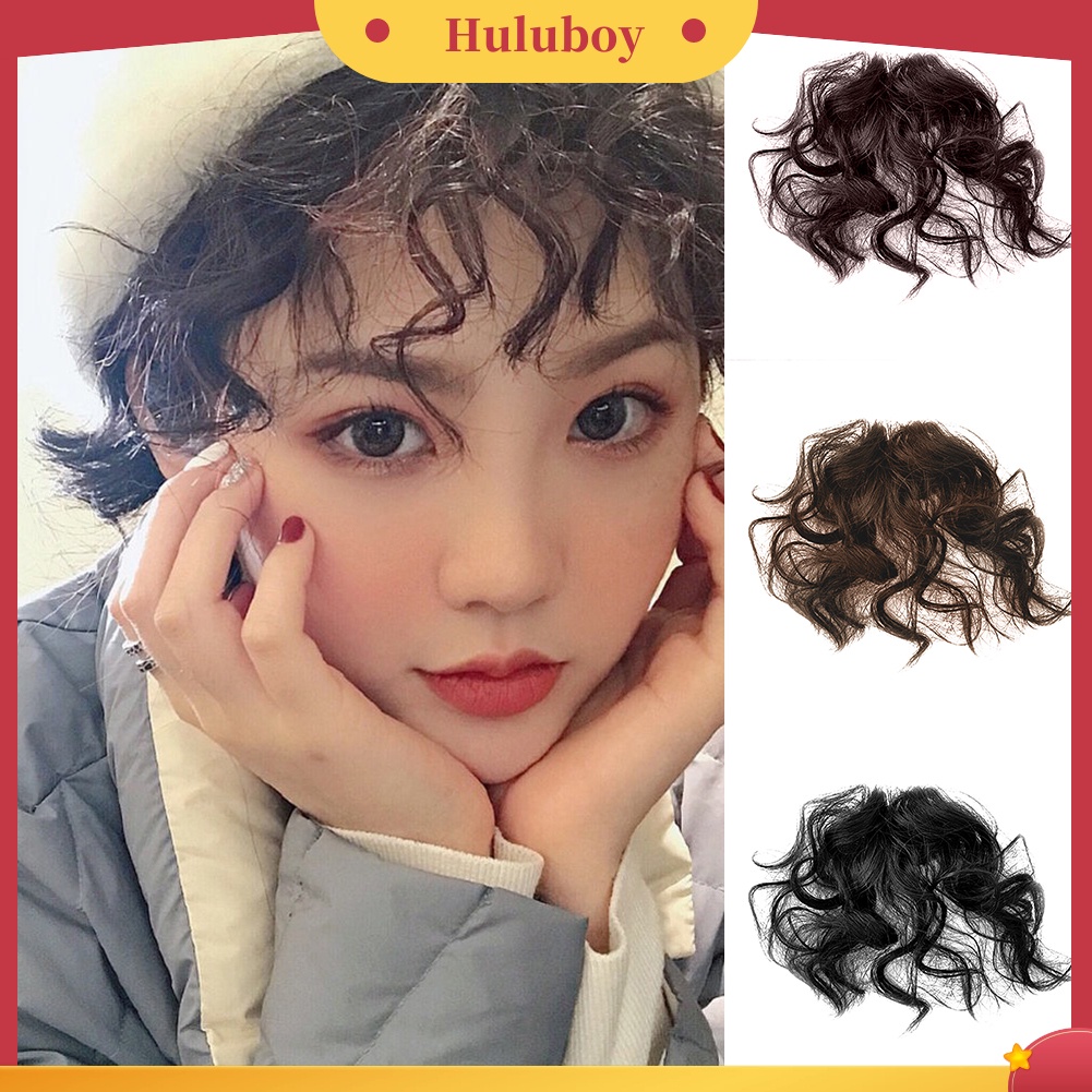 Rambut Poni Palsu Extension Model Klip-in Keriting Fluffy Natural Untuk Anak Perempuan