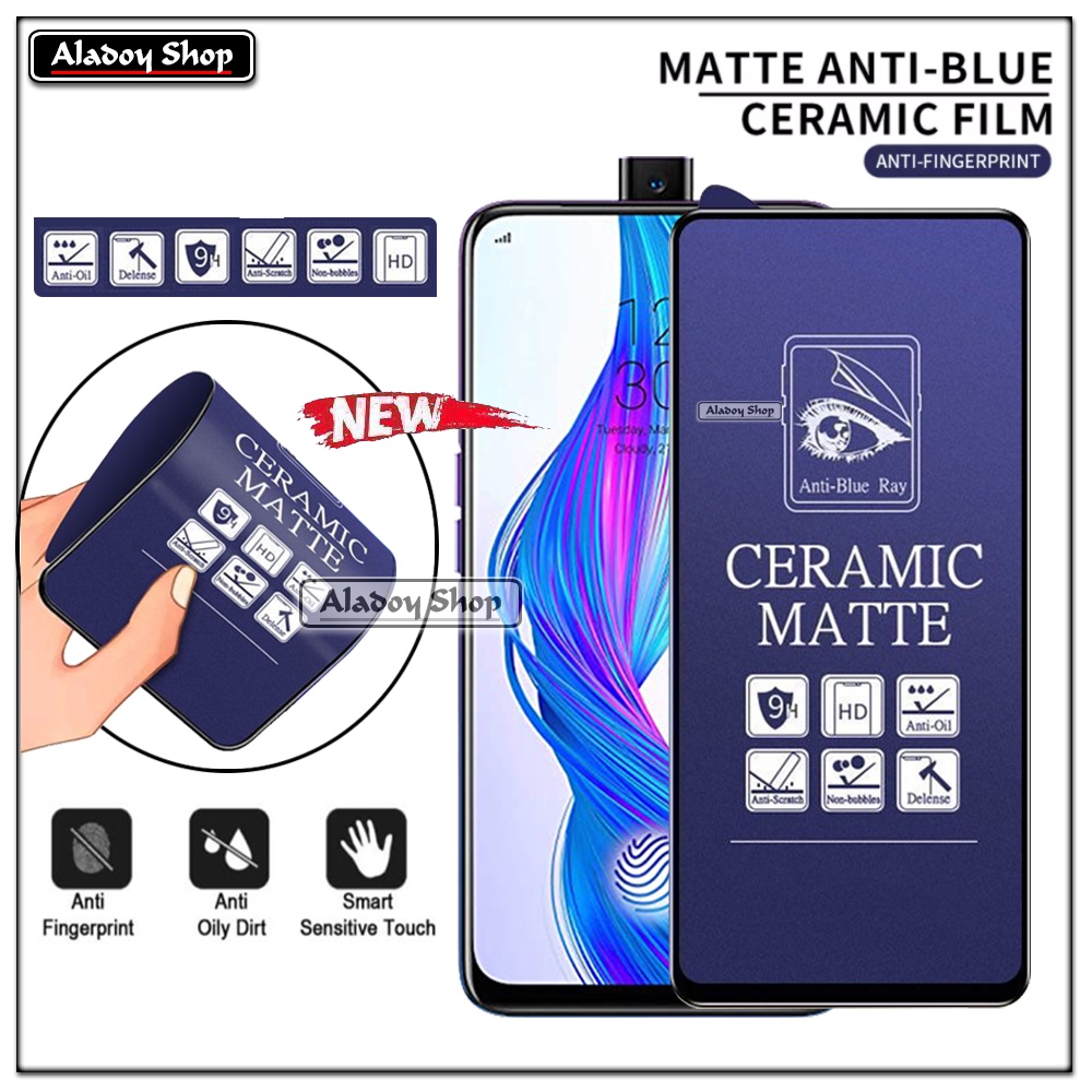 PAKET 3IN1 Anti Gores Blue Matte Anti Glare Realme X/Oppo K3 + Tempered Glass Camera dan Skin Carbon