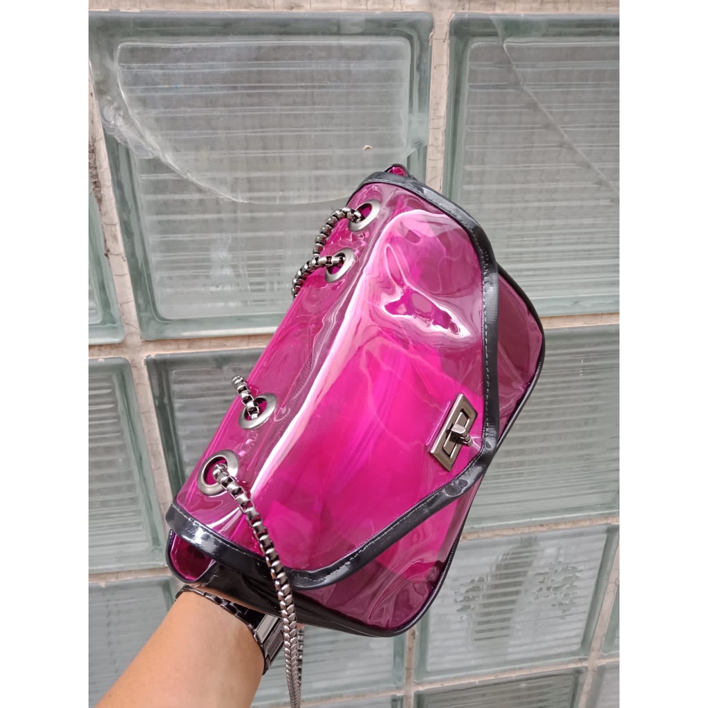 Selempang rante mika pvc / tas selempang kunci / tas wanita