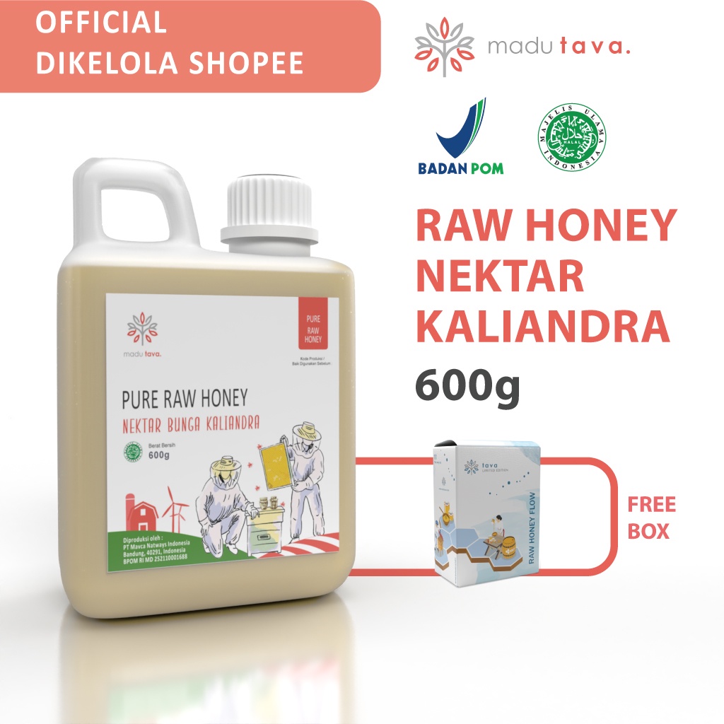 Madu Asli Murni 600gr Tava Grade A Nektar Kaliandra 100% Alami Pure Natural Raw Honey