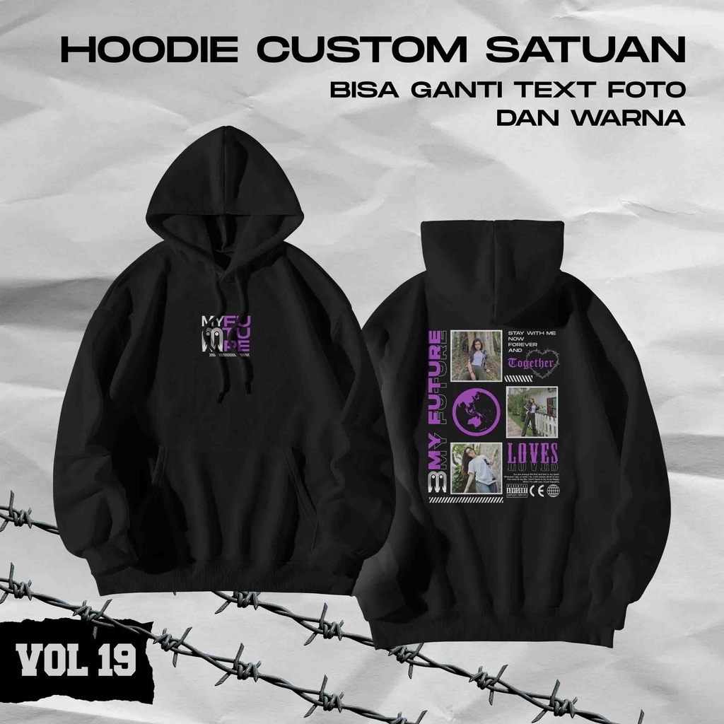 Custom Jaket Hoodie Switer Sweater Crewneck Couple Pasangan / Jaket Custom Sablon Satuan Vol 19