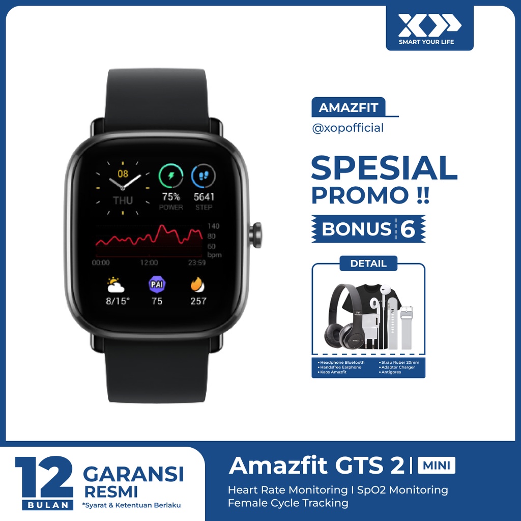 Amazfit GTS 2 Mini Smartwatch SpO2 Female Cycle Tracking - Garansi Resmi