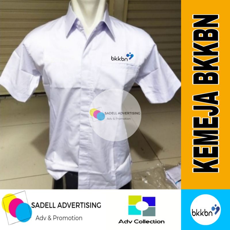 Kemeja BKKBN Seragam BKKBN Putih Lengan Pendek Pria Bordir