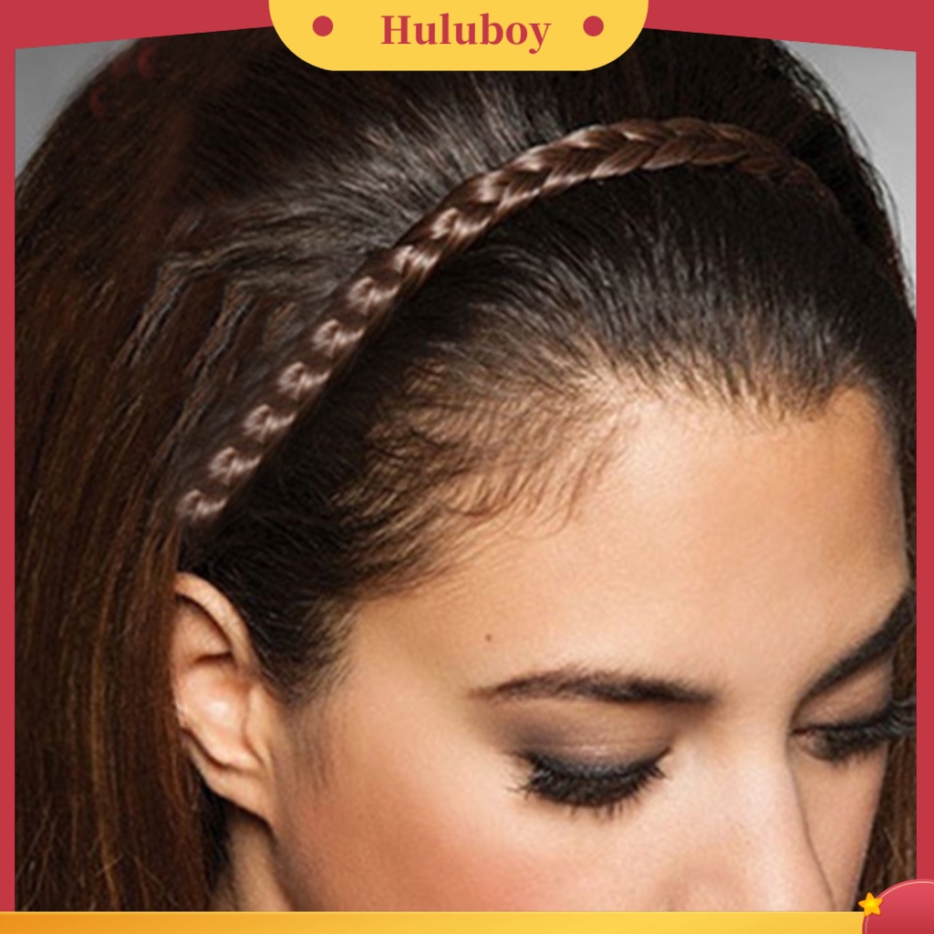 Bando Rambut Sintetis Model Kepang Ukuran 1 / 1.5 / 1.8cm Untuk Wanita