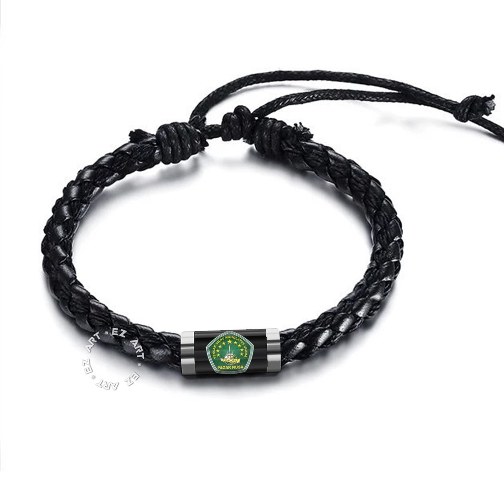 GELANG SIMPLE PAGAR NUSA SILAT PN TALI KULIT KEPANG GAMBAR KACA EPOXY TABUNG STAINLESS STEEL