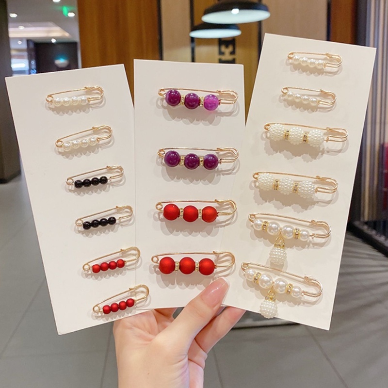 12pcs / Set Bros Pin Aksen Mutiara Gaya Korea Untuk Aksesoris Pakaian Wanita