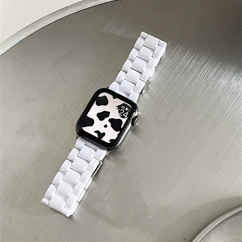 Tali❤️Acrylic Strap untuk Apple Watch IWO HW 38 40 42 44 41 45mm tali jam tangan rantai strap Acrylic 3 LINKS iwatch Series 1 2 3 4 5 6 SE 7 8 9 ULTRA
