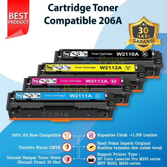 Cartridge Toner Compatible 206A Color W2110A W2111A W2112A W2113A