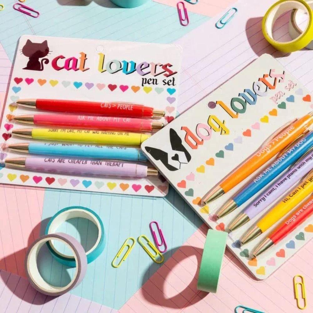 R-flower Pulpen Lucu Alat Tulis Kreatif Dengan Ungkapan Lucu Untuk Yang Pecinta Hewan Peliharaan Kucing &amp; Anjing Gel Pen