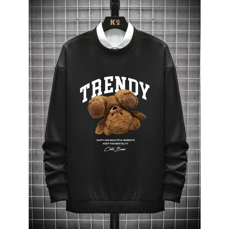 TRENDY BEAR Sweatshirt Basic II Sweater Crewneck Print DTF II Sz M - XL Anak &amp; Dewasa ( Pria &amp; Wanita )