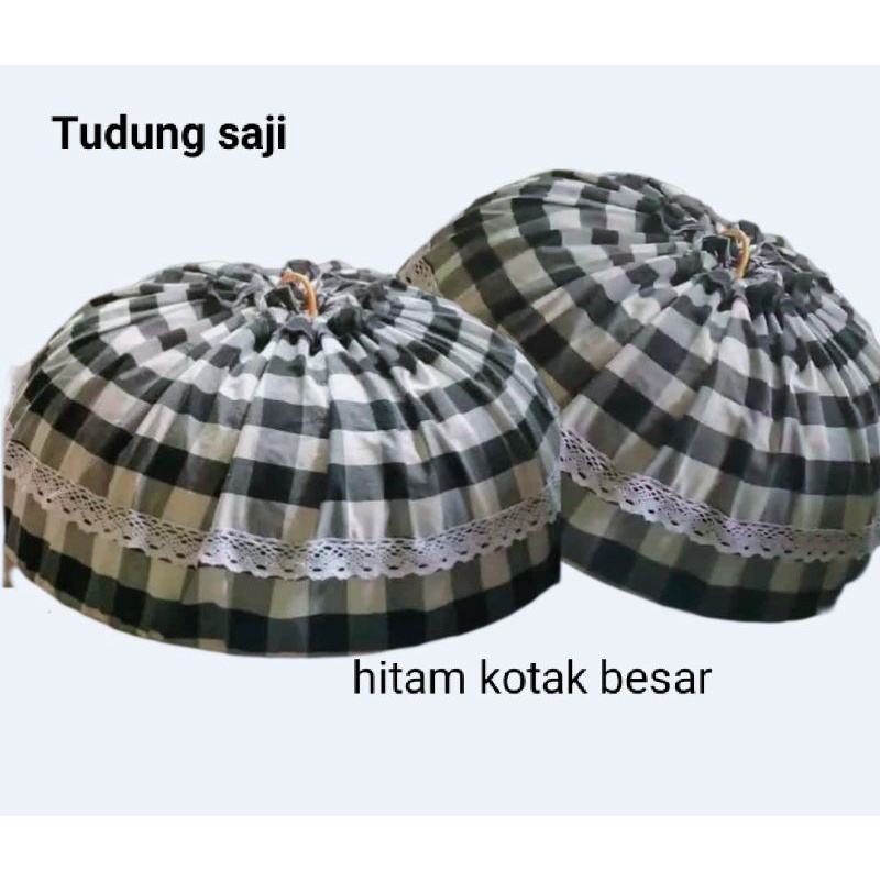 tudung tutup saji bundar motif kotak renda diameter 50 sampai 70