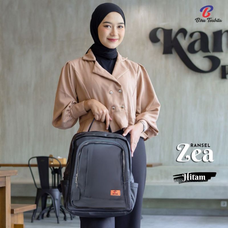 RANSEL ZEA BY BIRU TSABITA BAHAN CHOCOLY ANTI AIR WATERPROOF PREMIUM UKURAN JUMBO MUAT LAPTOP