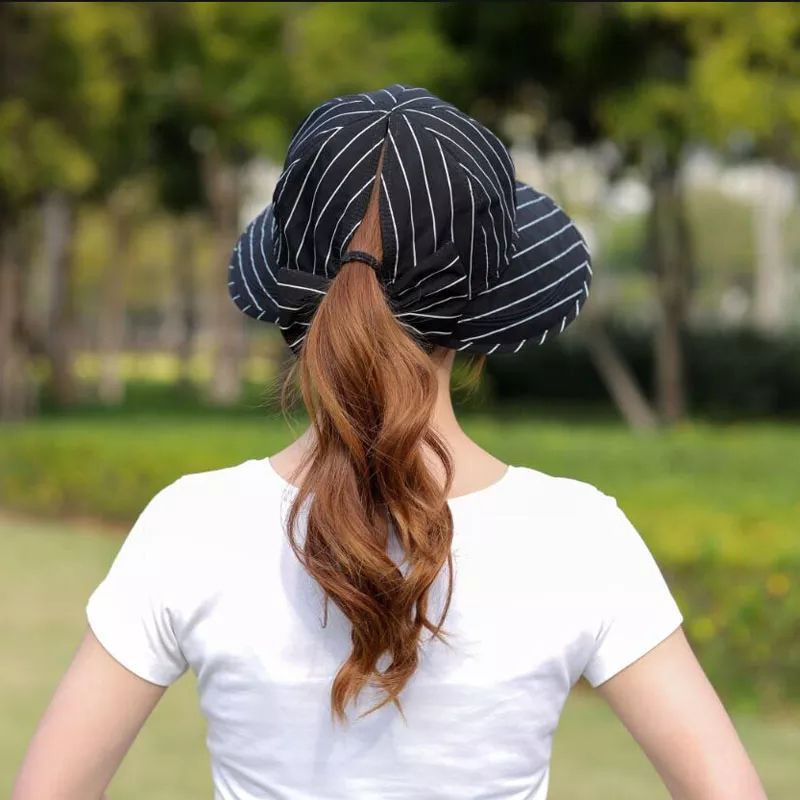 Topi Wanita Pantai Pinggiran Lebar Melindungi Dari Sinar Uv