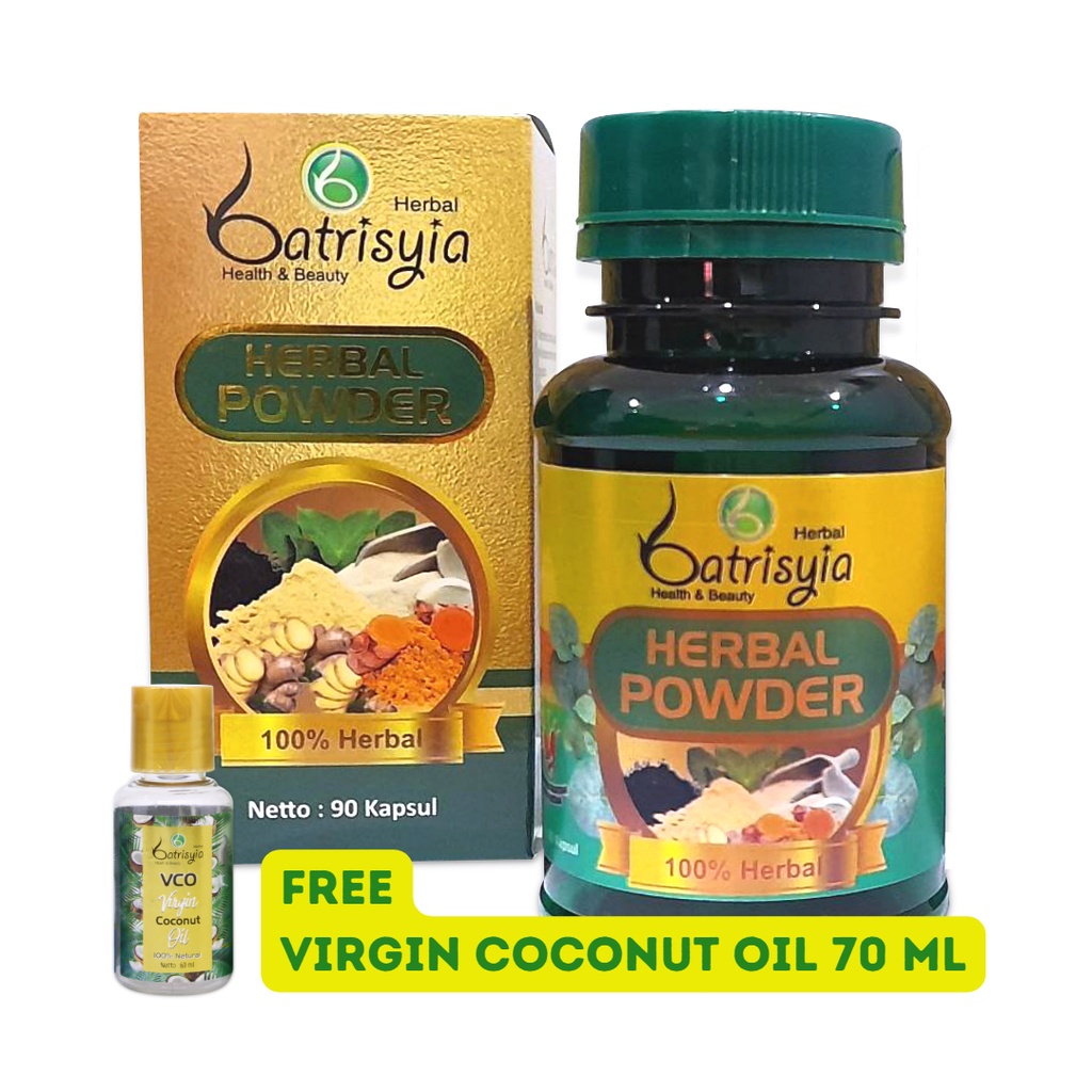 

Herbal Powder 90 Kapsul (Free VCO Virgin Coconut Oil 70 mL) batrisyia herbal