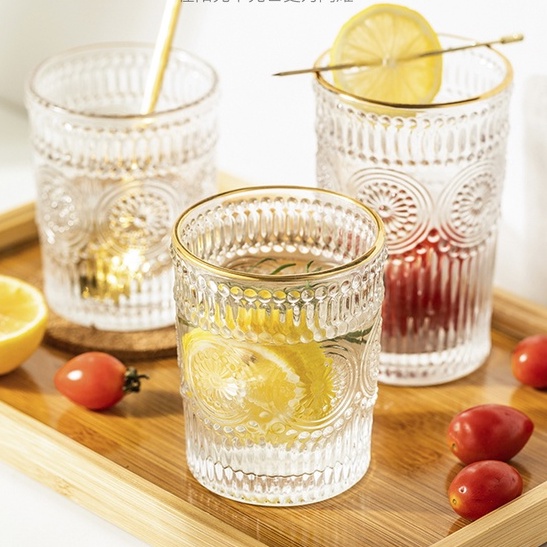 Europe Sun Flower Glass - Gelas Kaca Susu