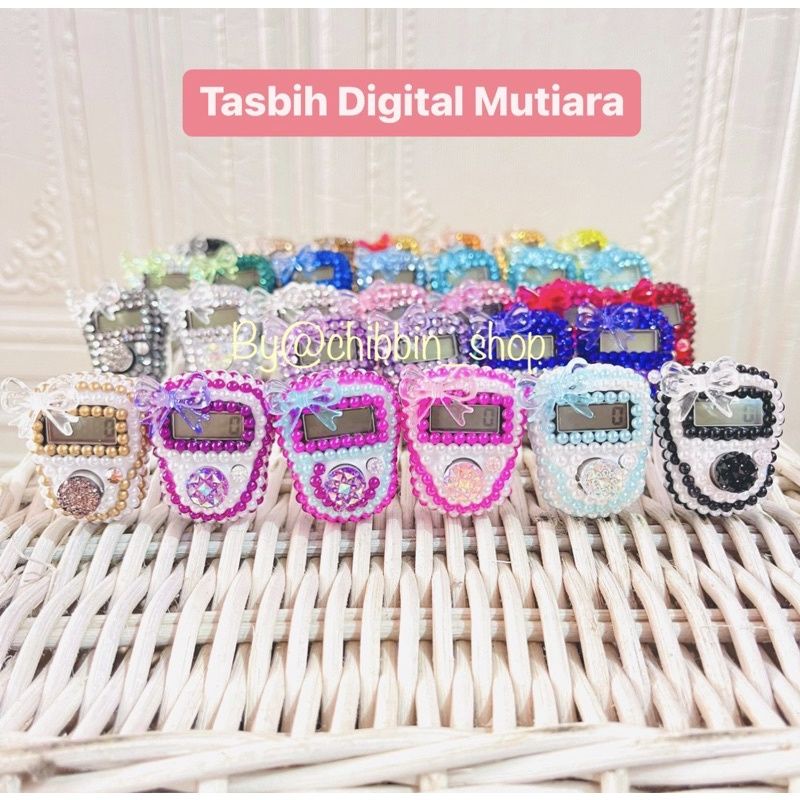 Tasbih Digital Mutiara Pita Transparan / Tasbih Digital Swarovski / Tasbih Cantik / Tasbih Unik / Alat Dzikir