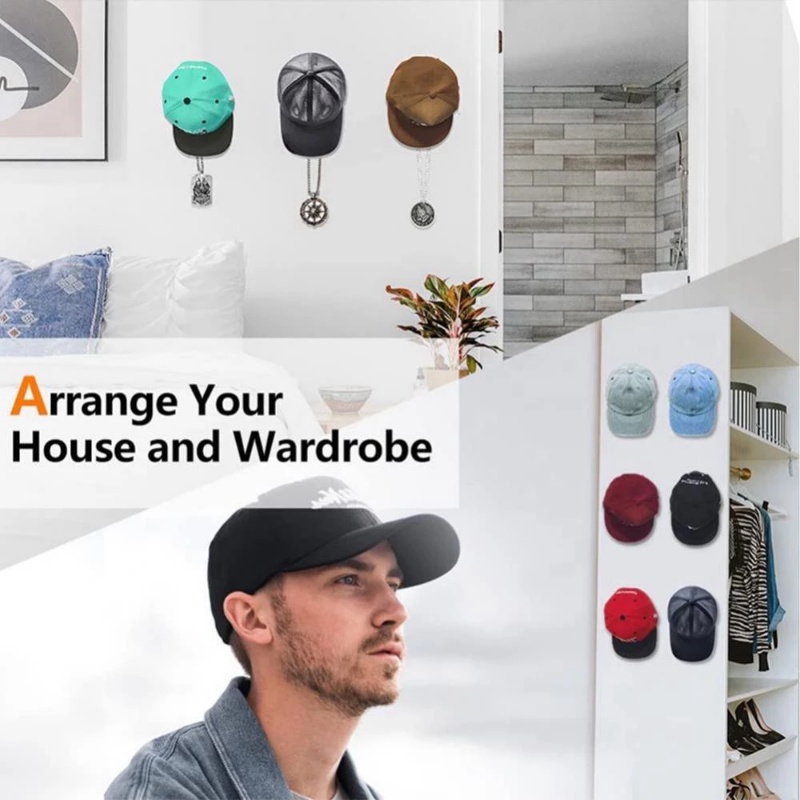 Kait Tempel Dinding Tempel Tempel Tempel Untuk Topi Baseball /Kotak Penyimpanan Topi Casual Tempat Topi /Tanpa Bor Tempel Gantungan Lemari Pintu Portable