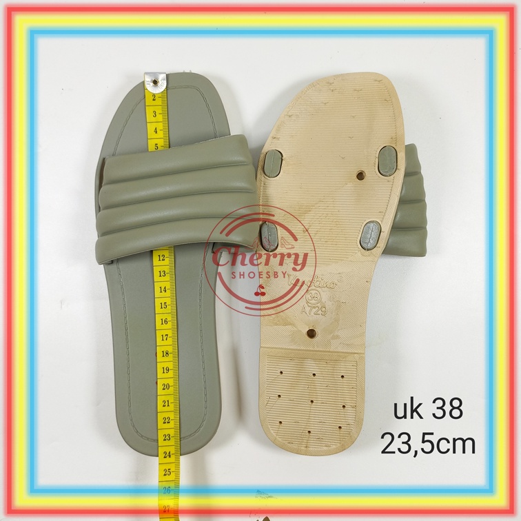 A729-127 Sandal Selop Wanita Verotino Sendal Slop Cewek Karet Motif Kotak Gelombang