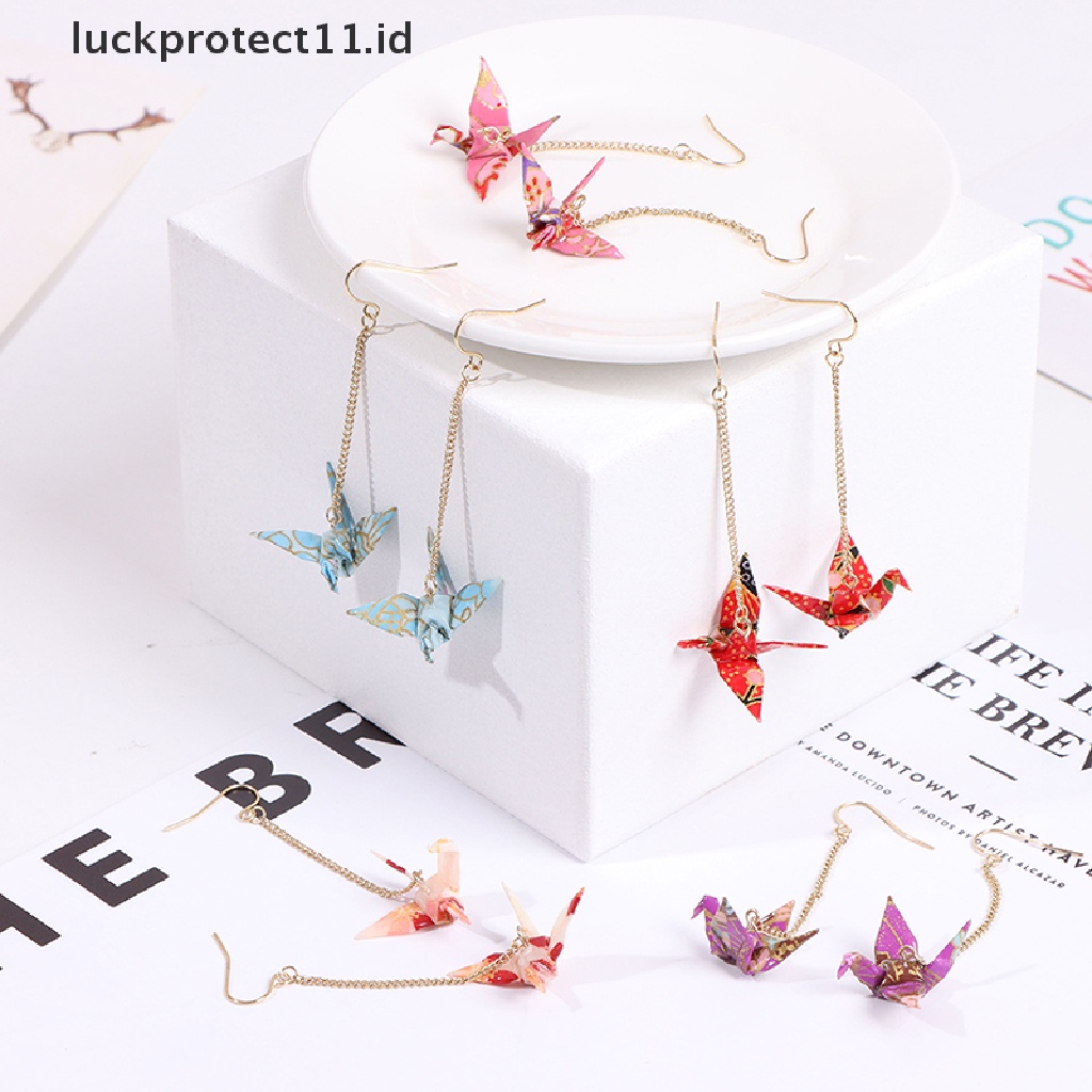 /Fashion Hot//// Kranich Anting Origami Miniblings Burung Bangau Faltkunst Senbazuru Kertas.