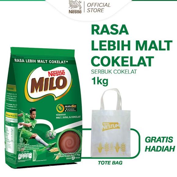 

MILO ACTIV-GO Susu Coklat Pouch 1kg Gratis Tote Bag