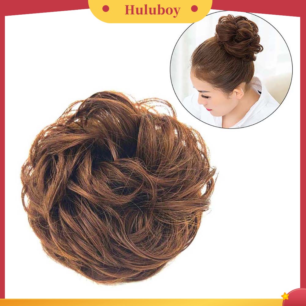 Wig Rambut Extension Bun Ponytail Elastis Model Gelombang Messy Untuk Wanita