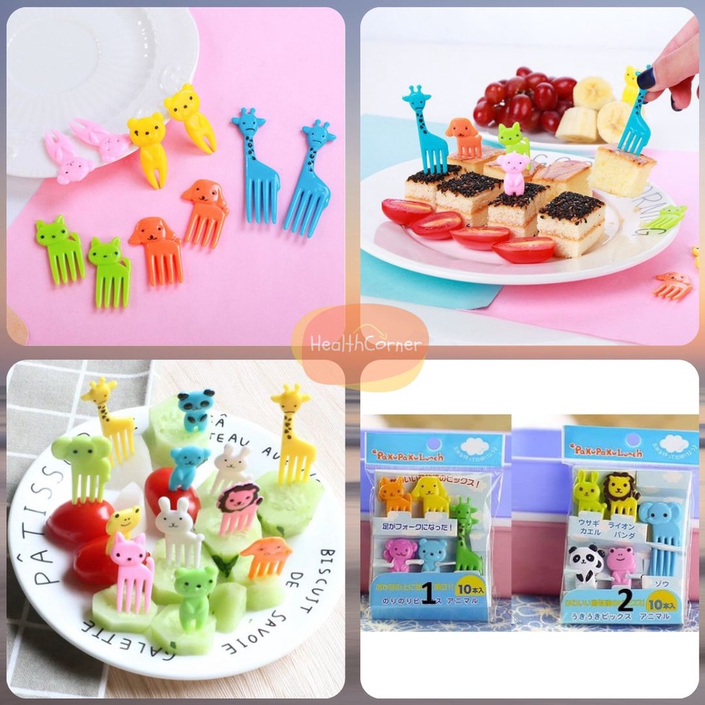 Tusukan Garpu Hiasan Bento Mini Foodpick Fork Cute Lunch Box Bekal Anak Karakter Animal Tusuk Semut