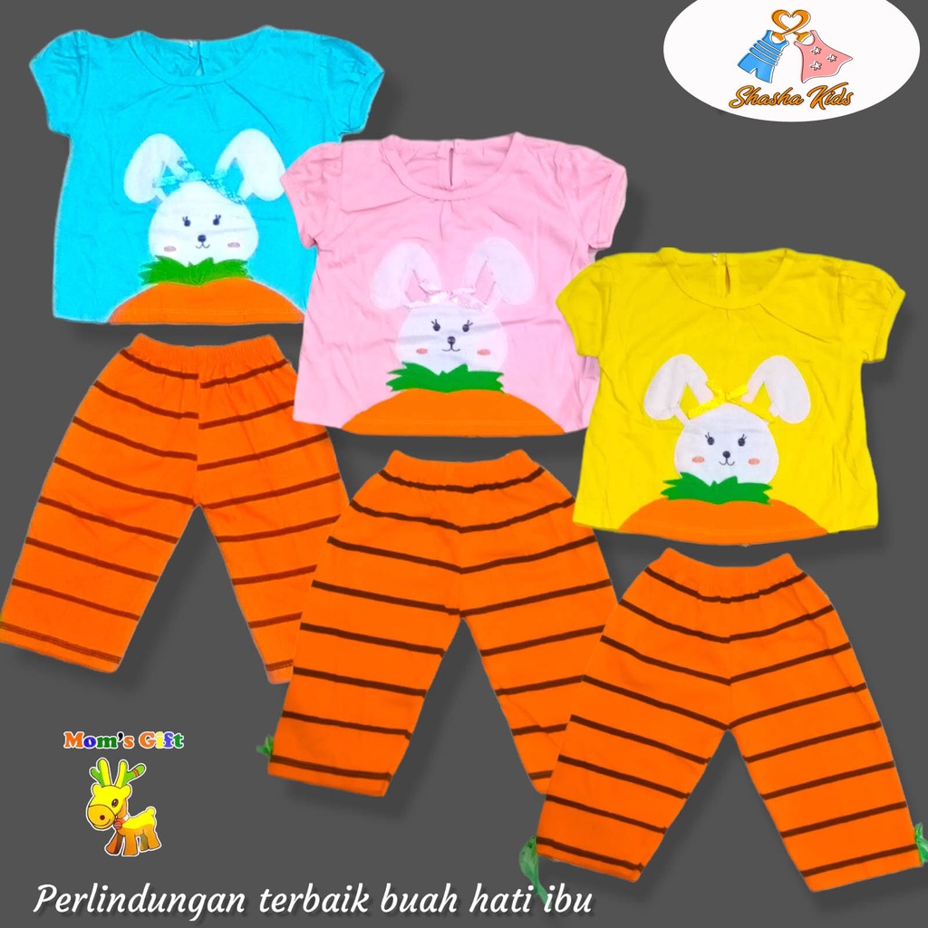 [ MG- 064] Baju Bayi Perempuan/ Setelan bayi Perempuan bahan kaos SNI untuk usia 9-24bln