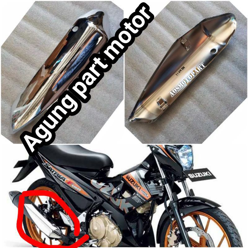 cover tutup knalpot satria fu 150 facelift satria f 150 tahun 2015 ori crome suzuki