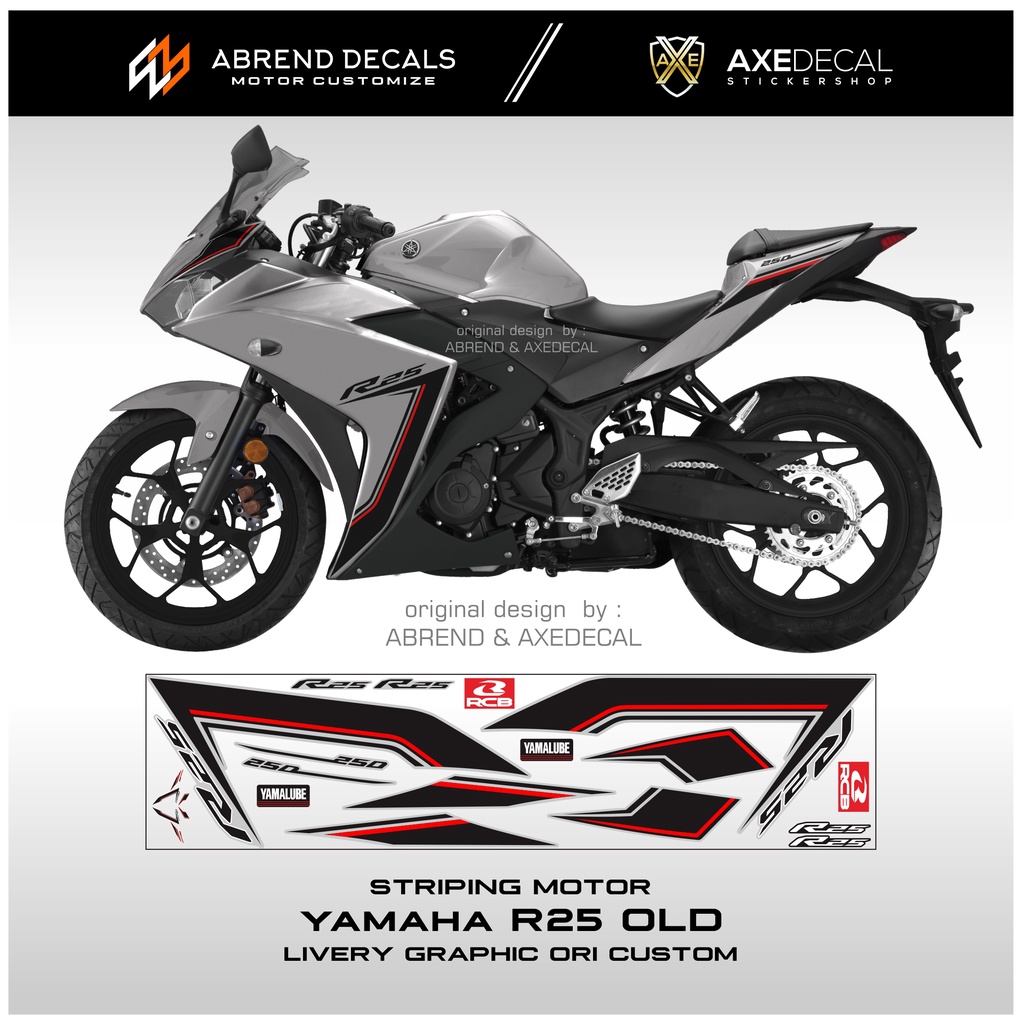 Striping R25 Grafis Ori Printing / Stiker Motor Yamaha R25 List Variasi Desain Custom / Stock Decal