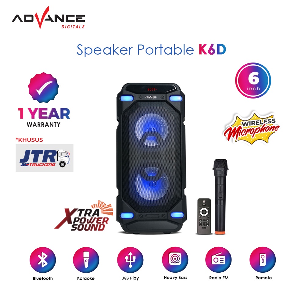 ADVANCE Portable Speaker Meeting Speaker 6 inch Free Satu Mic K6D Garansi Resmi 1 Tahun