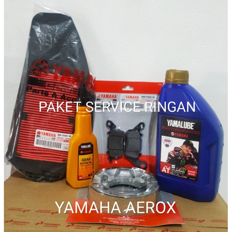 SALE!!! PAKET SERVIS RINGAN YAMAHA AEROX OLD OLI YAMALUBE SUPER MATIC 1 L+ YAMALUBE GEAR 140 ML + F UDARA + 1 SET KAMPAS REM