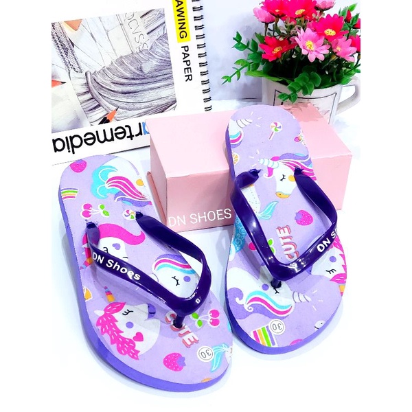 Sandal Anak Perempuan Sandal Jepit Anak Karakter kudaponi ungu cute