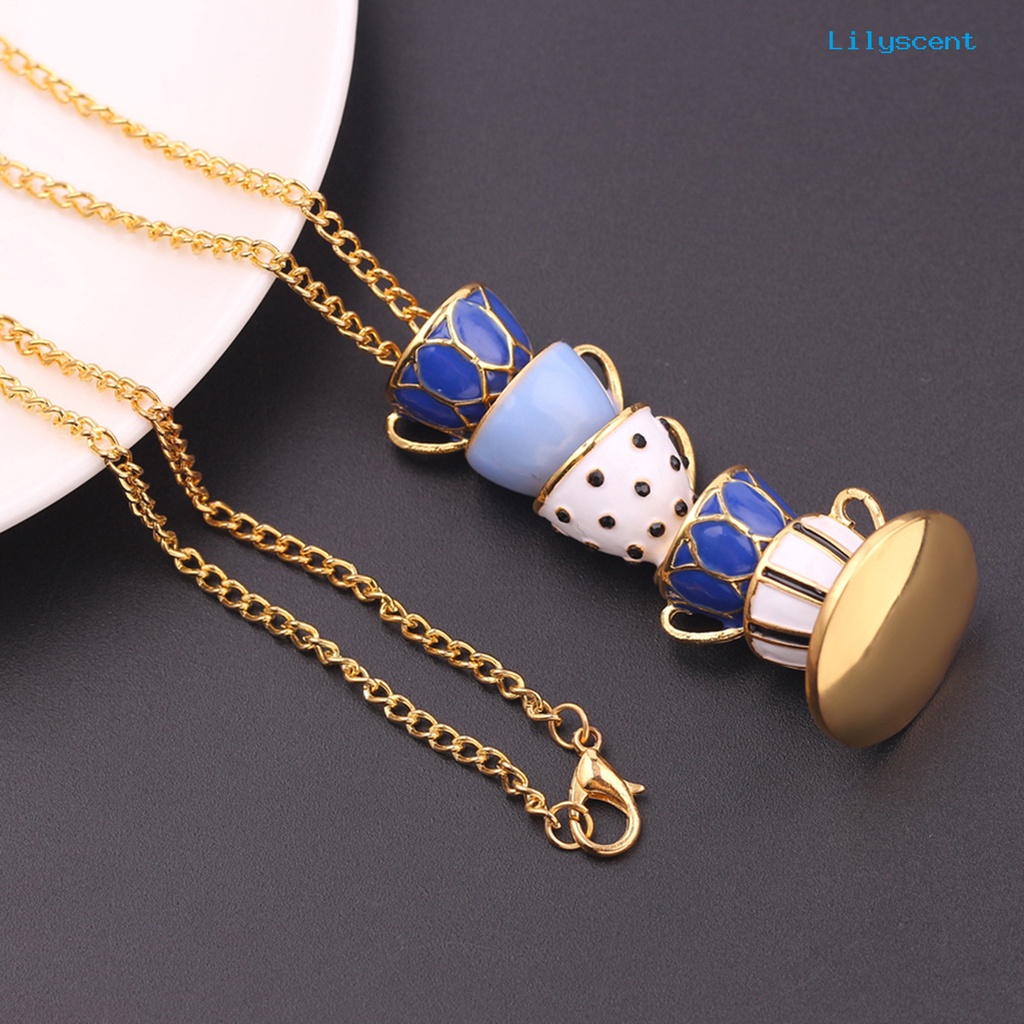 [LS] Kalung Gaya Enamel Desain Cangkir Teh Bahan Alloy Wanita Kalung Panjang Untuk Sweater