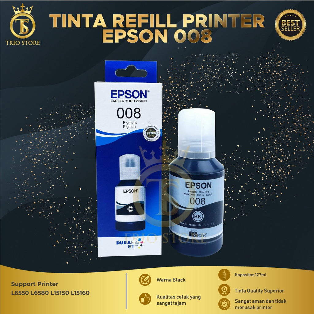 Tinta Epson 008 Black For Printer L6550 L6580 L15150 L15160 Premium