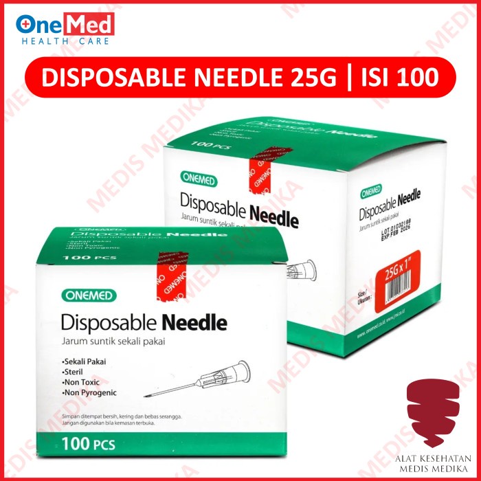 Image of Disposable Needle 25G Onemed Jarum Suntik Kesehatan 25 G x 1” Inch Sterile #0