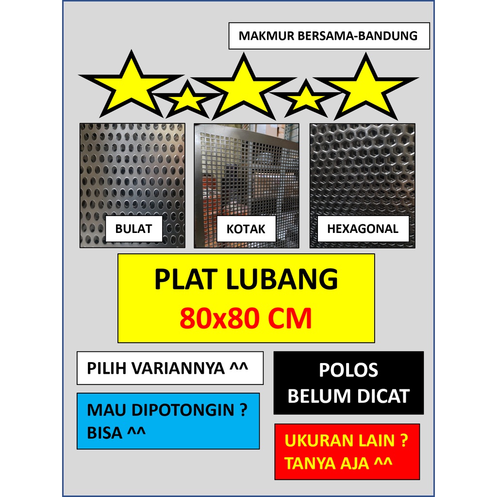 Plat 80x80 - Hexagonal Lubang 6 mm - Plat Besi Ram Speaker - Tebal 0.8 mm - Ram Grill Plat Lubang