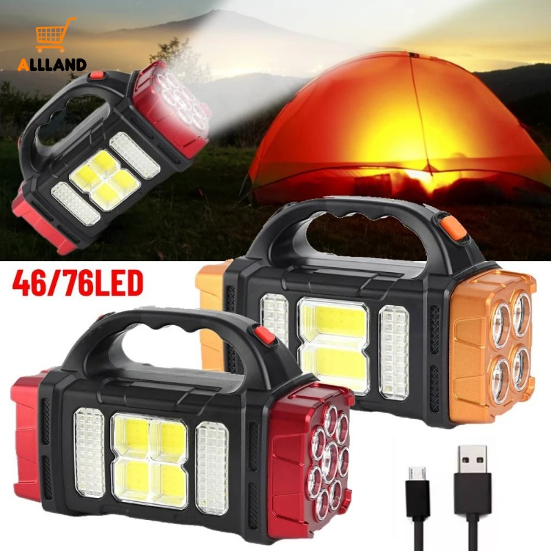 Senter LED Portable/ USB Rechargeable Waterproof Lantern Torch/ Lampu Tenaga Surya Emergency Outdoor Untuk Camping Hiking