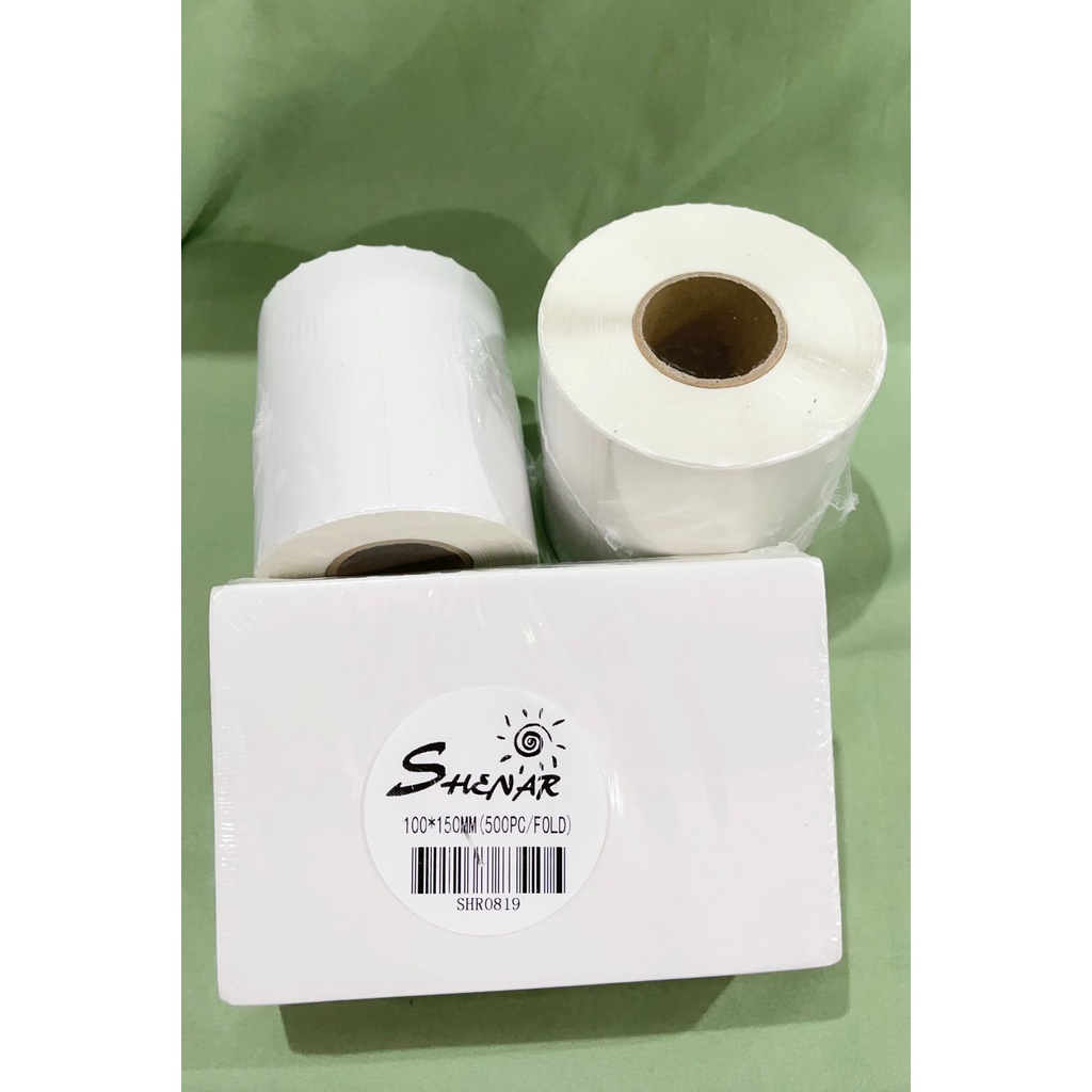 SHENAR THERMAL LABEL 100x150 Isi 500pc Thermal LIPAT Paper Roll/Lipat Lebih Tebal/Lebel Online shop/Lebel Paket/lebel thermal