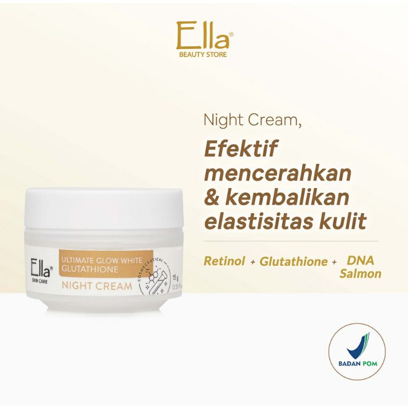 Ella Skincare Ultimate Glow White Night Cream with Salmon DNA | krim malam pemutih | krim malam salmon dna