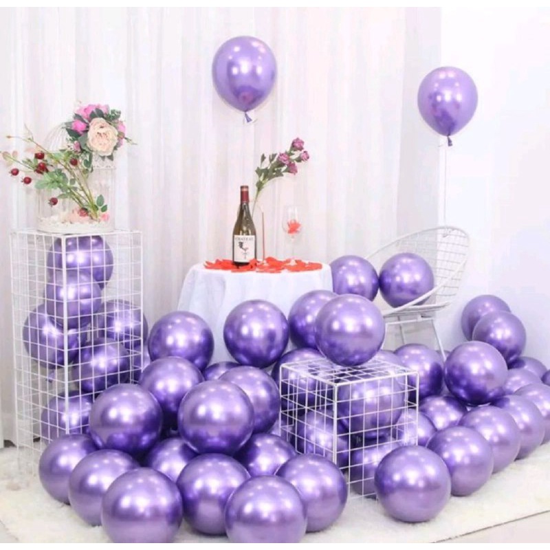 BALON MAGIC POLOS BENHUR ISI 50PCS BALON LATEX METALIK CHROME