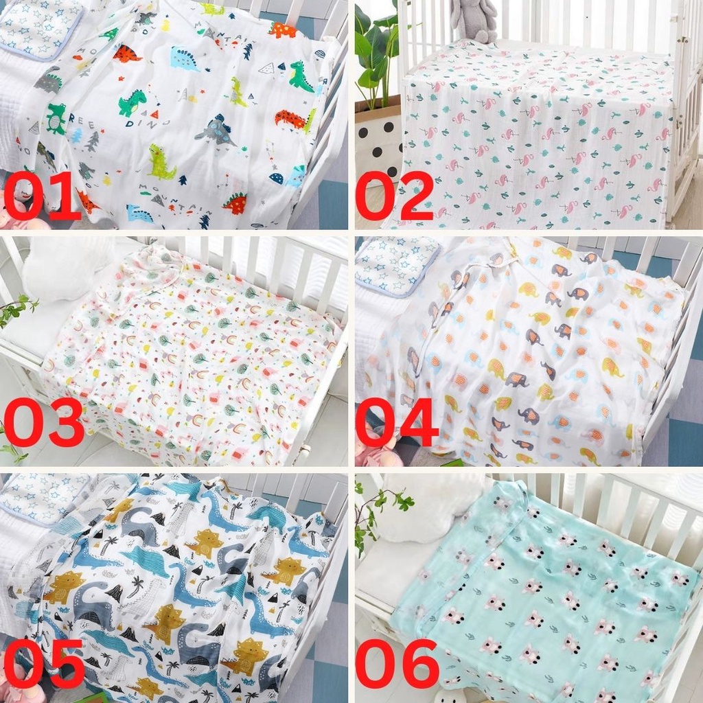 Muslin Swaddle Organic / Swaddle Bamboo / Bedong Bamboo /Selimut Bayi / BS