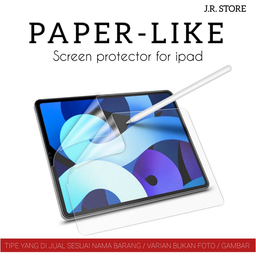 FILM PAPERLIKE anti gores IPAD 10 / 9 / 8 / 7 / 6 / 5 IPAD AIR 5 / 4 / 3 / 2 / 1 IPAD MINI 6 / 5 / 4 / 3 / 2 / 1 IPAD PRO 12.9 / 11 / 10.5 / 9.7 / IPAD PRO M1 / PRO M2 / PRO Gen 1 / Gen 2 / Gen 3 / Gen 4 / Gen 5 / Gen 6