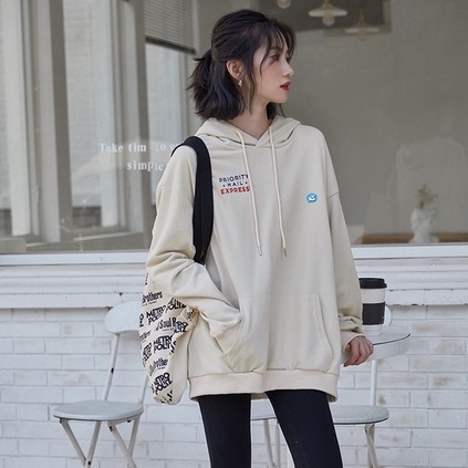 Hoodie Oversize Pria Wanita PRIORITY Jacket Sweater Kekinian Outfit Kasual Ala Korean Daily Fashion Style