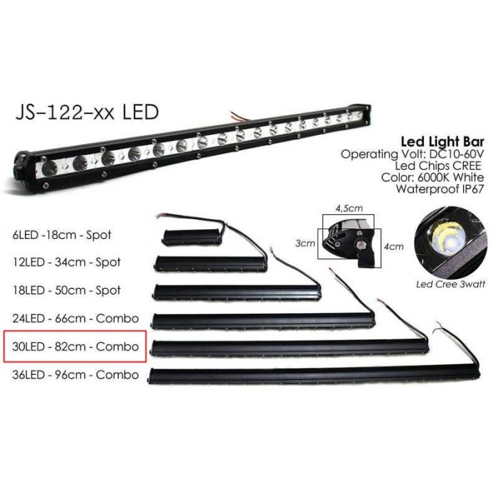 Lampu Sorot Ledbar Slim Mobil Motor 30Led 90W 82Cm Tipis #Original