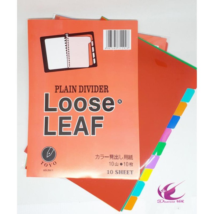 

PEMBATAS BINDER PLASTIK A5 20 RING 10 SHEETS TOYO DIVIDER