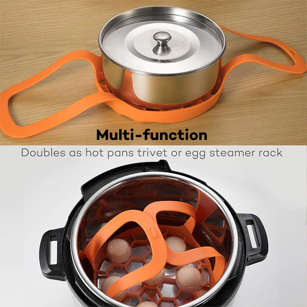 2pcs Rak Kukusan Telur Anti Panas Multi Fungsi Pressure Cooker Sling Resistant Silicone Bakeware Rumah Pengangkat Aksesoris